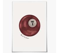 SFAOHPR Affiche murale vintage en forme de boule de billard, numéro 7, rouge foncé, décoration d'intérieur, pour dortoir, chambre à coucher, salon, 40,6 x 61 cm, sans cadre