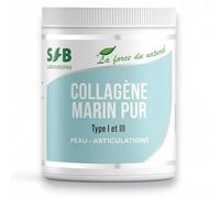 SFB Laboratoires - Collagène Marin 100% Pur Hydrolysé Type 1 & 3 - Saveur Neutre - Peau & Cheveux, Ongles, Os - Haute Assimilation - 200g Poudre Cure 20 jours - Fabriqué