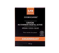 SFB Laboratoires - Savon Visage Bio Charbon Végétal Activé - Nettoie en profondeur - Désincruste les Impuretés - Pour Tous Types de Peaux - 100% Végétal - 100g