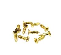 SFCHEN Lot de 200 vis autotaraudeuses à tête fraisée plate en acier, petites, dorées, argentées, bronzes, noires pour charnières en bois, M2, .6, M3, 200 pièces (doré, 2 x 6 mm)
