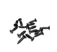 SFCHEN Lot de 200 vis autotaraudeuses à tête fraisée plate en acier, petites, dorées, argentées, bronzes, noires pour charnières en bois, M2, .6, M3, 200 pièces (noir, 2 x 6 mm)