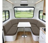 Sfcover Jacquard Housse Banquette Camping Car Housse pour Coussin Exterieur Sofa Covers Assise Canapé Salon De Jardin Extensible avec 4 Laçage Caravane Palette Chaise (Taupe,Corner Back)