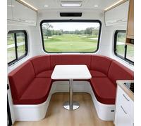 Sfcover Jacquard Housse Banquette Camping Car Housse pour Coussin Exterieur Sofa Covers Assise Canapé Salon De Jardin Extensible avec 4 Laçage Caravane Palette Chaise (Red,L-2-seater)