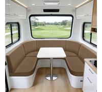 Sfcover Jacquard Housse Banquette Camping Car Housse pour Coussin Exterieur Sofa Covers Assise Canapé Salon De Jardin Extensible avec 4 Laçage Caravane Palette Chaise (Camel,XL-1-seater)