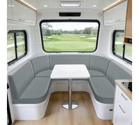 Sfcover Jacquard Housse Banquette Camping Car Housse pour Coussin Exterieur Sofa Covers Assise Canapé Salon De Jardin Extensible avec 4 Laçage Caravane Palette Chaise (Silver Grey,Corner Back)