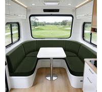 Sfcover Jacquard Housse Banquette Camping Car Housse pour Coussin Exterieur Sofa Covers Assise Canapé Salon De Jardin Extensible avec 4 Laçage Caravane Palette Chaise (Army Green,XL-1-seater)