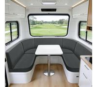 Sfcover Jacquard Housse Banquette Camping Car Housse pour Coussin Exterieur Sofa Covers Assise Canapé Salon De Jardin Extensible avec 4 Laçage Caravane Palette Chaise (Med Grey,Corner Back)