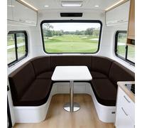 Sfcover Jacquard Housse Banquette Camping Car Housse pour Coussin Exterieur Sofa Covers Assise Canapé Salon De Jardin Extensible avec 4 Laçage Caravane Palette Chaise (Brown,1-Seater)