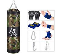 Sfeexun Sacs de Boxe Suspendus, Équipement de Boxe pour Gymnase À Domicile avec Gants, Chaîne, Crochet de Plafond pour Entraînement Lourd pour Adolescents et Adultes (Non Rempli)