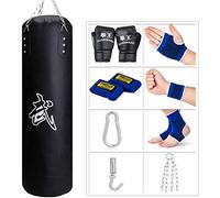 Sfeexun Sacs de Boxe Suspendus, Équipement de Boxe pour Gymnase À Domicile avec Gants, Chaîne, Crochet de Plafond pour Entraînement Lourd pour Adolescents et Adultes (Non Rempli)
