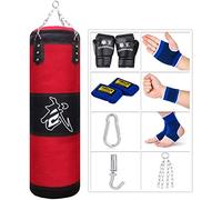 Sfeexun Sacs de Boxe Suspendus, Équipement de Boxe pour Gymnase À Domicile avec Gants, Chaîne, Crochet de Plafond pour Entraînement Lourd pour Adolescents et Adultes (Non Rempli)