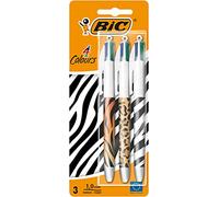BIC 999850 Lot de 3 stylos à bille à pointe moyenne (1,0 mm) Motif zèbre léopard tigre