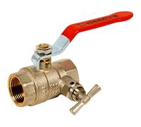 Robinet boisseau sphérique laiton batiment à purge FF poignée acier 26x34 PN 25