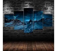 SFgFGfcghC Ensemble d'art Contemporain sur Toile Un Collection d'art Mural de Cinq pièces mettant en Avant des paysages d'aurore et de Montagnes enneigées.,L