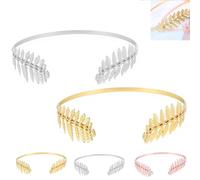SFHDFLUQ Back-Worn Leaf Metal Headband, Fashion Gold Leaf Back-Worn Goddess Headpieces, Adjustable, Elegant Bridal Tiara for Back of Head(D)