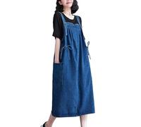 SFHDFLUQ Salopette en Jean Tencel À Bretelles Réglables pour Femme, Grande Taille, Coupe Ample, Ample, Élégante, Ourlet À Volants, avec Poches, Tailles S À 5XL, Bleu, XXL