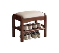 SFJATTA Banc de Bout de lit en Bois Massif avec Rangement, Banc d'entrée rembourré pour Chambre à Coucher, étagère à Chaussures Ouverte à Deux Niveaux avec Assise matelassée(Wit,45 * 30 * 40cm)