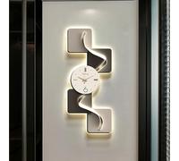 SFJATTA Décoration murale lumineuse LED 3D avec horloge, style géométrique moderne, sculpture flottante en métal multicouche, grand tableau décoratif lumineux pour salon ou entrée(Wit,120 * 50cm)