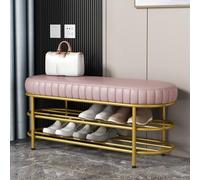 SFJATTA Faux Leather Storage Ottoman Bench Extra Long Entryway Bench for Bedroom Bench for Living Room, Bedroom, Entryway(Light Pink,60 * 37 * 37cm)