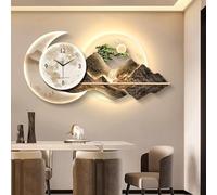 SFJATTA Horloge Murale décorative 3D avec éclairage LED - Sculpture-Tableau Murale Moderne - Fresque paysagère créative pour Salon et Chambre à Coucher(Nero,100 * 50cm)