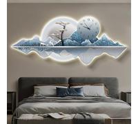 SFJATTA Horloge Murale décorative 3D, Sculptures murales Lumineuses, décoration Murale Artistique à LED, horloges murales décoratives Modernes pour Salon, Chambre et Salle à Manger(Blue D,90 * 40cm)