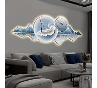 SFJATTA Horloge Murale décorative 3D, Sculptures murales Lumineuses, décoration Murale Artistique à LED, horloges murales décoratives Modernes pour Salon, Chambre et Salle à Manger(Blue A,90 * 40cm)