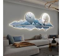 SFJATTA Horloge Murale décorative 3D, Sculptures murales Lumineuses, décoration Murale Artistique à LED, horloges murales décoratives Modernes pour Salon, Chambre et Salle à Manger(Blue B,90 * 40cm)