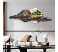 SFJATTA Horloge Murale Design Moderne avec LED, Grande Sculpture Murale 3D, Sculptures Murales Créatives De Paysage, Mouvement Silencieux sans Tic-tac, pour Salon, Chambre, Bureau(120 * 40cm)