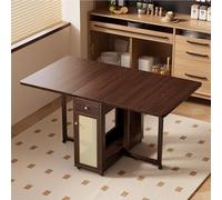 SFJATTA Table d'appoint avec Ailes Pliantes, Table à Manger Pliante Mobile sur roulettes, pour Bureau, Salon, Appartement, Noyer