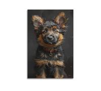 sfjjkh Poster animal chiot portrait réaliste col marron art mural esthétique sur toile pour salon, chambre à coucher, 30 x 45 cm sans cadre