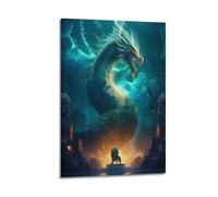 sfjjkh Poster animal géant avec figurine en paysage fantastique - Impression sur toile pour salon, chambre à coucher - 30 x 45 cm - Style cadre