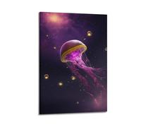 sfjjkh Poster animal méduse espace art numérique art mural sur toile esthétique pour salon, chambre à coucher, 50 x 75 cm, style cadre
