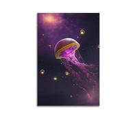 sfjjkh Poster animal méduse espace art numérique sur toile esthétique pour salon, chambre à coucher, 50 x 75 cm, style sans cadre