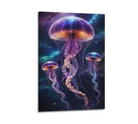 sfjjkh Poster animal méduse espace fantaisie art numérique sur toile esthétique pour salon, chambre à coucher 30 x 45 cm style cadre