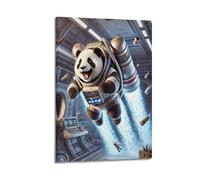 sfjjkh Poster animal panda astronaute espace art mural sur toile esthétique pour salon, chambre à coucher, 20 x 30 cm, style cadre