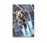 sfjjkh Poster animal panda astronaute espace art mural sur toile esthétique pour salon, chambre à coucher, 60 x 90 cm, style sans cadre