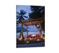 sfjjkh Poster de paysage éclairé sur toile pour salon, chambre à coucher, pergola au crépuscule, décoration murale avec cadre 40 x 60 cm