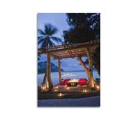 sfjjkh Poster de paysage éclairé sur toile pour salon, chambre à coucher, pergola au crépuscule, décoration murale sans cadre - 20 x 30 cm