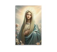 sfjjkh Poster religieux vierge Marie champ de fleurs valise art mural sur toile esthétique peinture pour salon, chambre à coucher, 30 x 45 cm, style sans cadre
