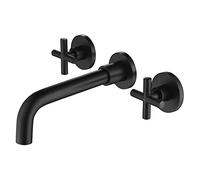 SFJSFIMQ Robinet de Salle de Bain Mural à Double poignées croisées Robinet de lavabo en Laiton Mitigeur de lavabo réglable Robinet de lavabo for Eau Chaude et Froide,Titanium(Nero)