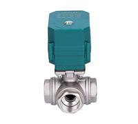 SFJSFIMQ Vanne à Boisseau sphérique motorisée en Acier Inoxydable, 3 Voies, alésage Complet, Grand Couple, 2/3 Fils, AC220 V, DC24 V, DC12 V, 1 pièce(L Type-ac220v-cr01)
