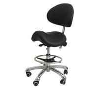 SFKLYU Tabouret de Bureau Réglable avec Dossier et Repose Pieds, Revêtement en Similicuir, Idéal pour la Maison, Le Bureau, L'Atelier, Les Boutiques, Les Spas et Les Petits Salons,A2