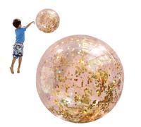 Sflable Beach Ball - Boule De Plage Collase, Balles De Plages Glitter, Balles De Plages De Confettis, Jouet De Piscine Gonflable Pour Adultes, Jouet Aquatique D'été Avec Pompe,