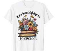 SFMTRTAO Its A Beautiful Day to Homeschool Books Flowers Butterflies T-Shirt White 3XL