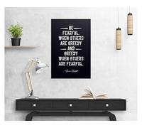 SFNGXXAG Motivational Wall Art Warren Buffett Quote, Be Greedy When Others Are Fearful Poster, Inspirational Financial Quote Print for Office Home Study(Framed,16x24inch(40x60cm))