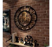 SFNIOKFG Horloge Murale Moderne avec Chiffres Romains - Grande Horloge Murale silencieuse et sans tic-tac pour Salon, loft, hôtel, Bureau, Chambre à Coucher, Cuisine, Noir + Or, 60 cm