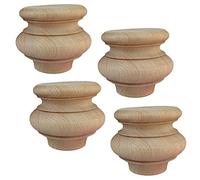 SFNIOKFG Pieds de Meubles en Bois, Lot de 4 Pieds de Remplacement Ronds en Chignon, Pieds de Meubles en Chignon Rond en hêtre, Pieds de canapé en Bois, Pieds de Remplacement de Fauteuil, po