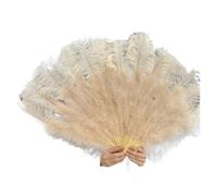 SFOIKVG Eventail plume Éventail à plumes rouges 100x60CM, 13 os, éventails portables pliables for mariage, accessoires de Performance sur scène artisanaux, bricolage pour Danse(Champagne,100CM 2PCS)