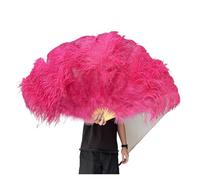 SFOIKVG Eventail plume Éventail de plumes blanches à 13 os, accessoire spectacle carnaval, déplié, 100/130CM Long, 60/75CM largeur, grand éventail pour Danse(Watermelon Red,100CM 1PC 130CM 1PC)