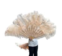 SFOIKVG Eventail plume Grand Éventail De Plumes À 13 Os, 100CM, 130CM, Pliable Main, For Fête, Carnaval, Spectacle Danse, Décoration pour Danse(Champagne,100CM 1PCS)